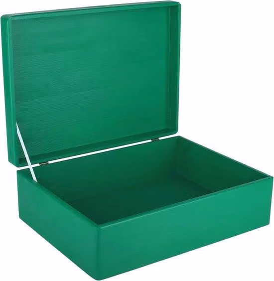 Grande scatola di legno verde 40x30x14 cm con coperchio