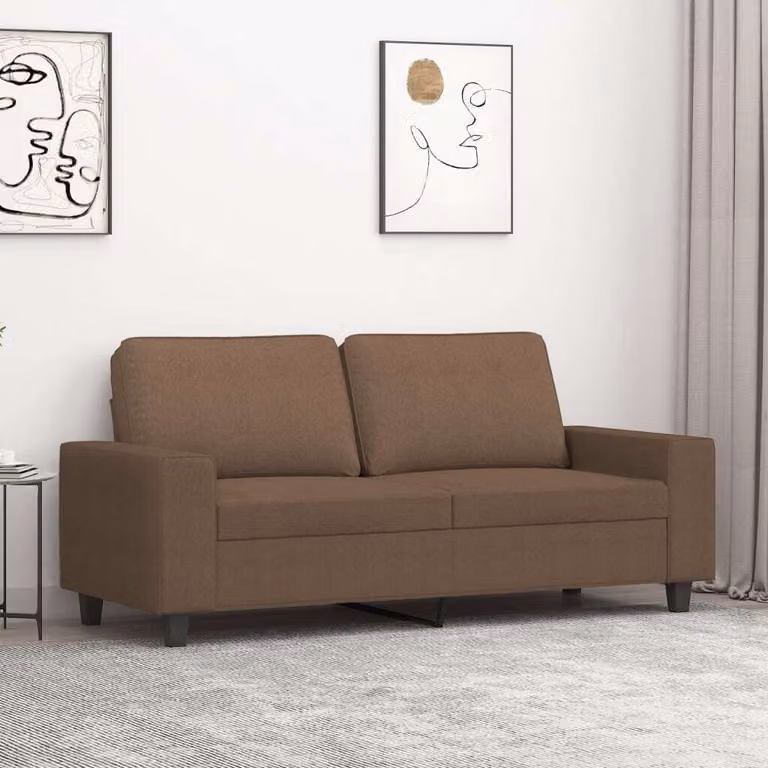 Divano esclusivo, due posti, color marrone, 140 cm, rivestito in tessuto