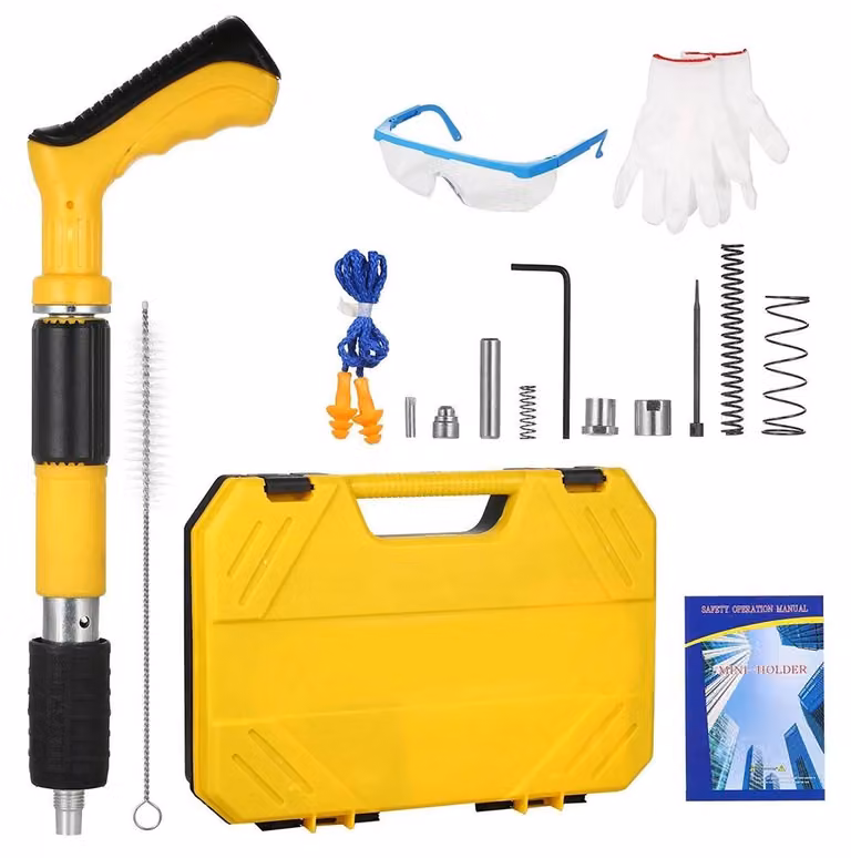 Pistola manuale per chiodi, alta capacità di penetrazione, design portatile, colore giallo, confezione da 100 pezzi