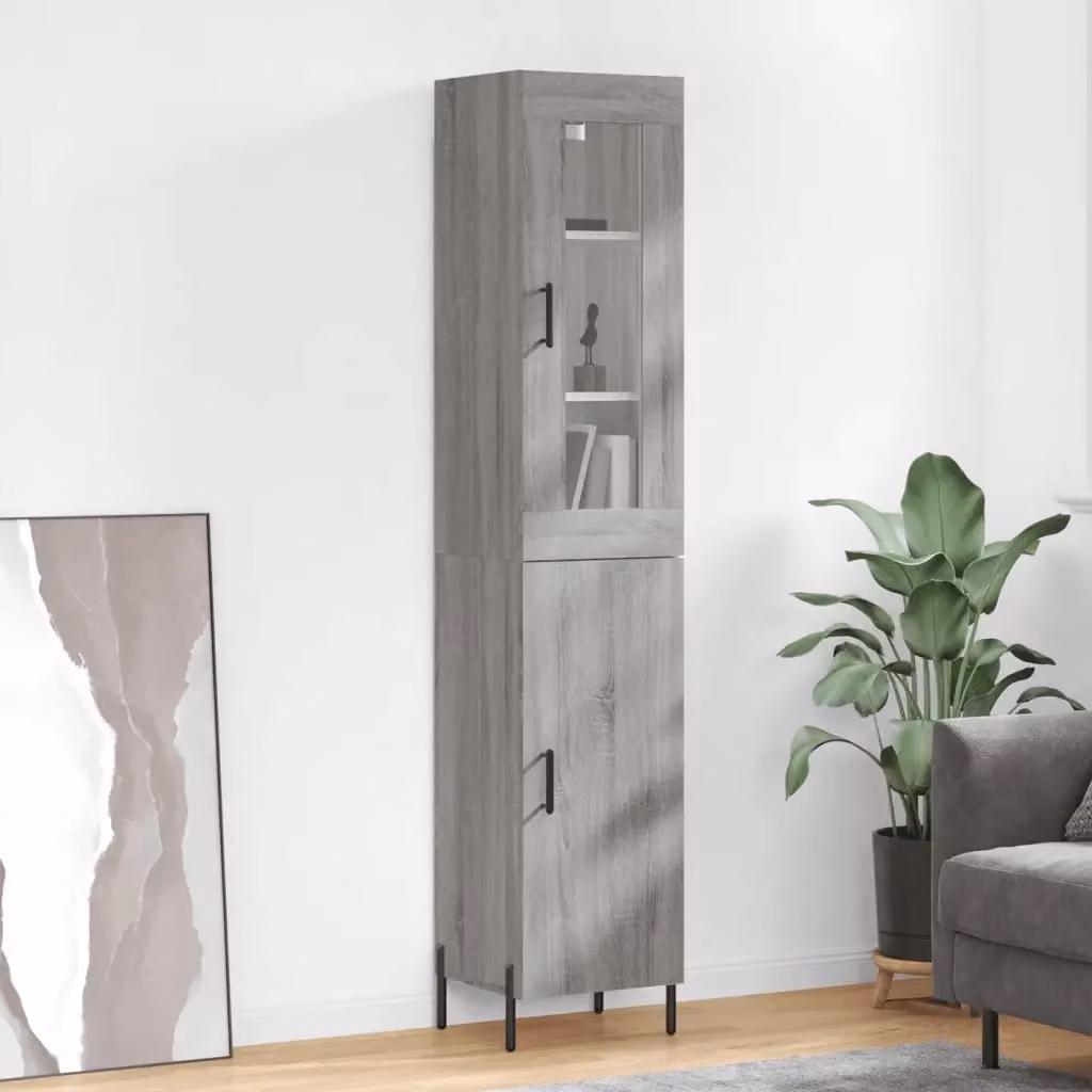 Credenza Buffet da pranzo moderna in legno multistrato Grigio Sonoma L: 180 cm, P: 34,5 cm, H: 34 cm – 2
