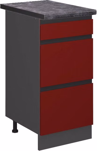 Mobiletto base per cucina Vicco R-Line Rosso/Antracite con cassetti, L: 40 cm, H: 81,6 cm, P: 60 cm
