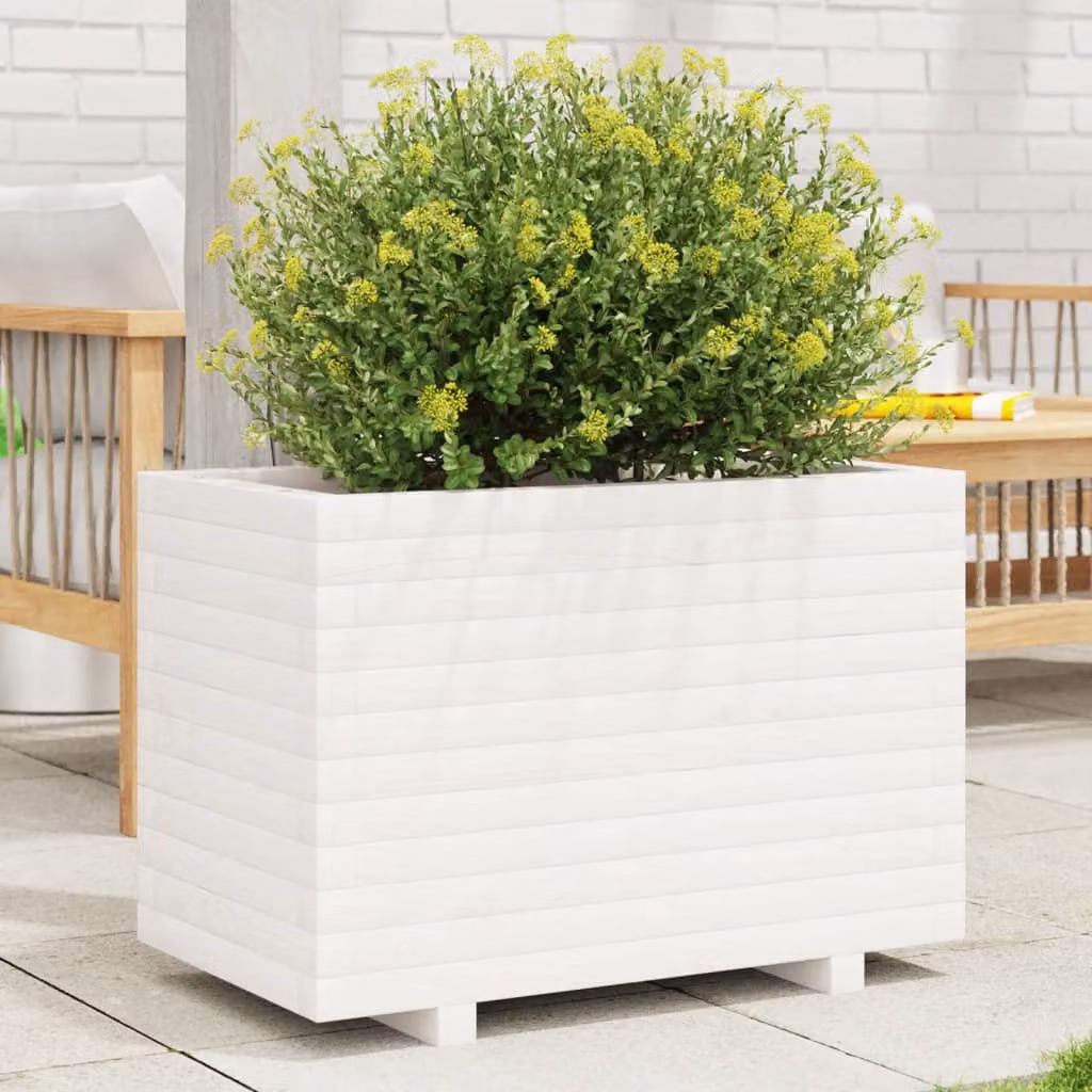 Fioriera da giardino vidaXL in legno di pino bianco L: 70 cm, P: 40 cm, H: 49,5 cm