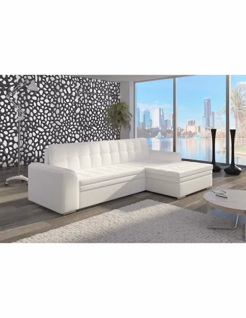 Divano angolare convertibile MEUBLORAMA CONFORTO bianco con angolo destro, L 274 x P 165 x H 78 cm – 2