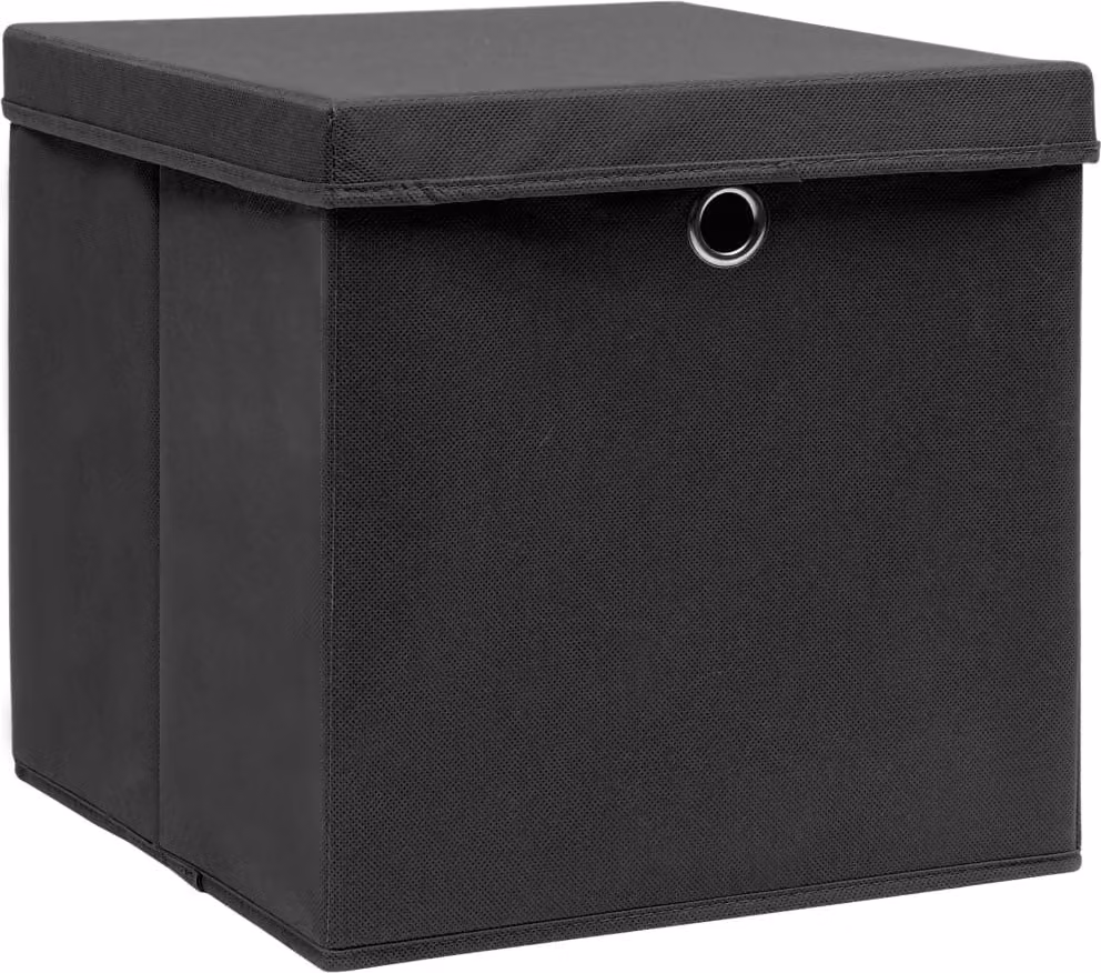 vidaXL Scatole con coperchio 4 pezzi 28x28x28 cm Nero