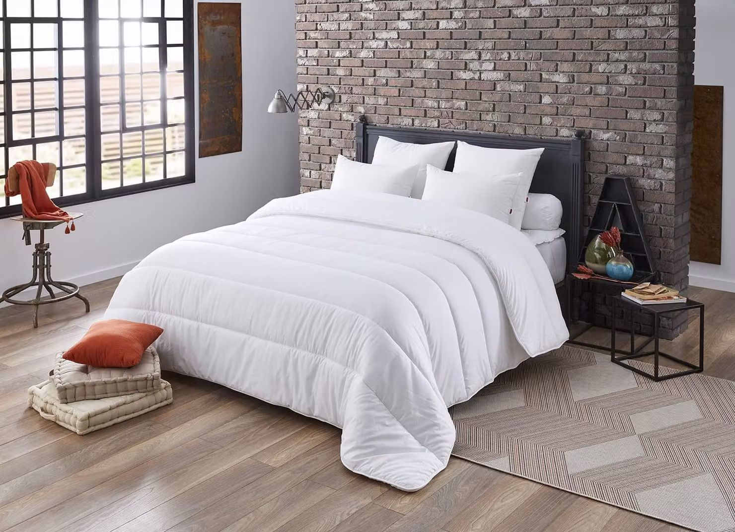 Piumone da letto 240x220 cm, imbottitura densa, bianco, lavabile in lavatrice