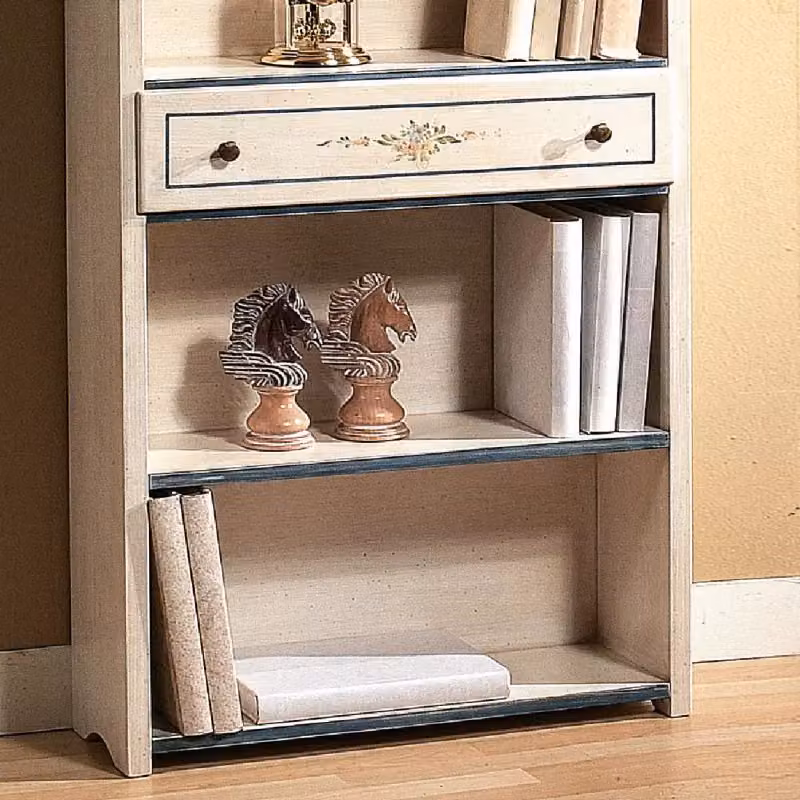 Libreria shabby chic in legno con 5 ripiani Mobili2g, colore bianco e azzurro, L: 70 cm, P: 24 cm, H: 171 cm – 3
