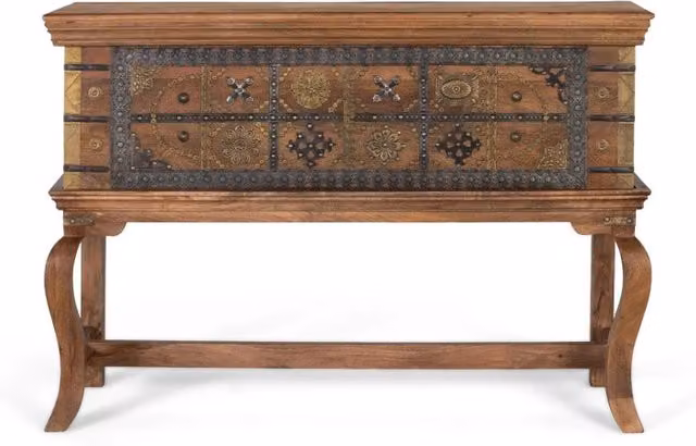 Tavolo consolle rettangolare in legno di mango e metallo marrone Giner Y Colomer