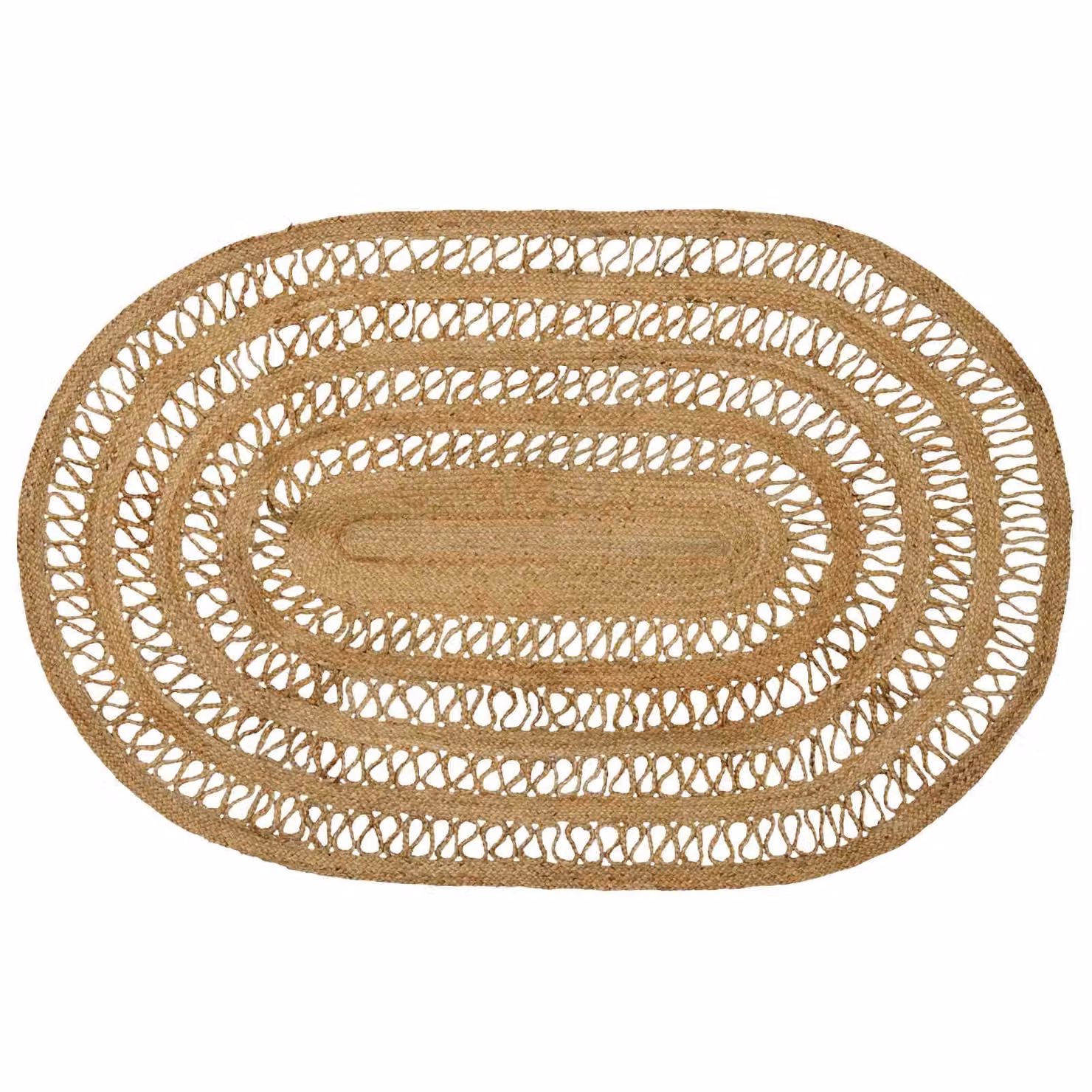 Tappeto da area rettangolare vidaXL in juta intrecciata, stile moderno, beige e marrone, L 122 cm x P 183 cm