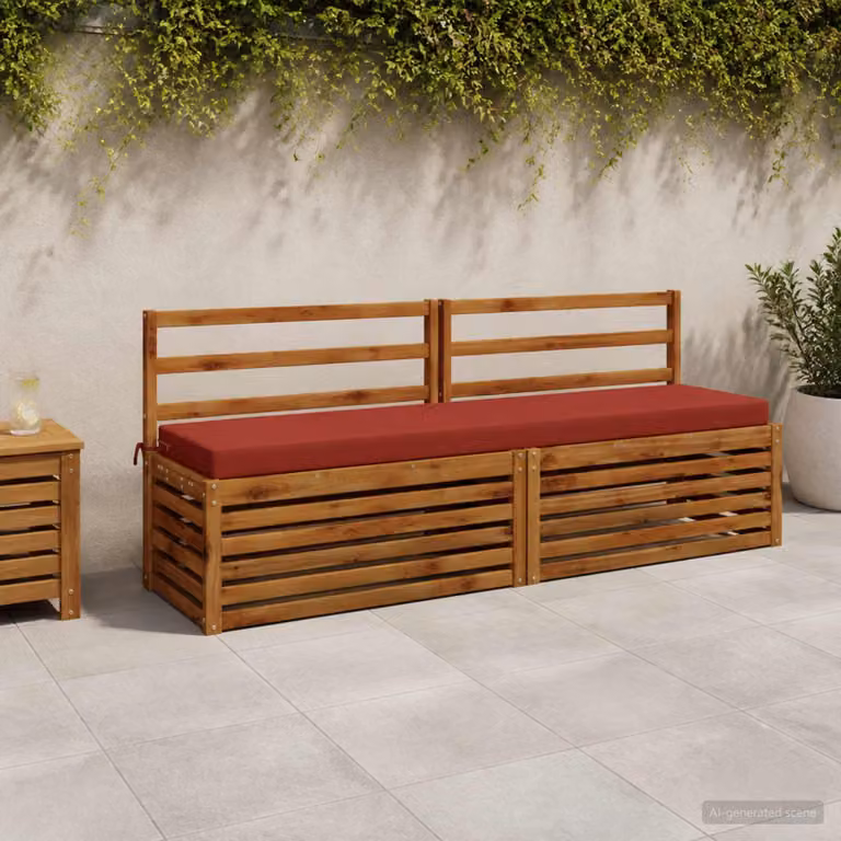 Set di 2 cuscini per panchina vidaXL SOEST in poliestere rosso con imbottitura in schiuma e coperture rimovibili lavabili
