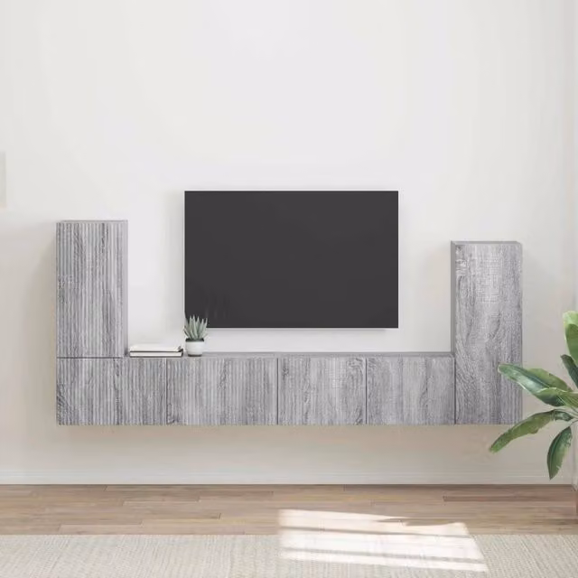 Set mobile TV 4 pz Grigio Sonoma Legno ingegnerizzato 3409120