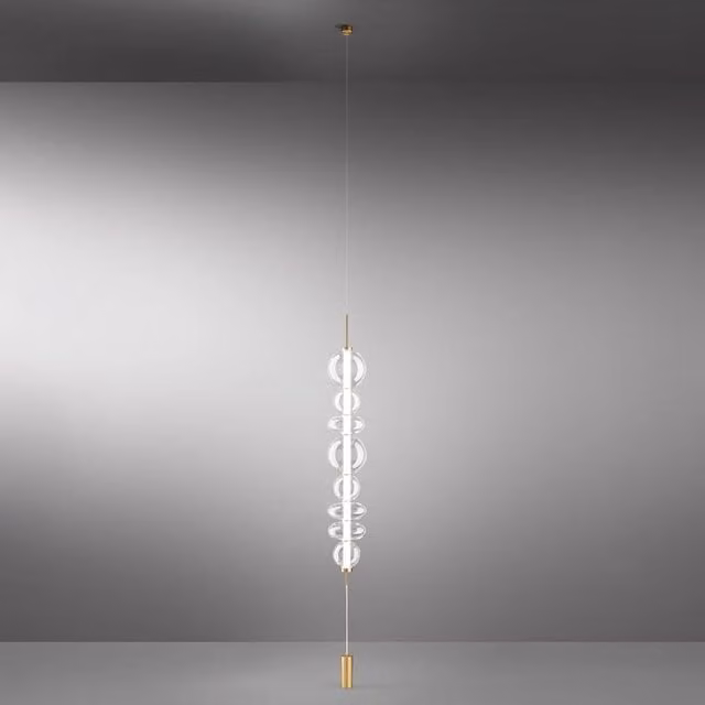 Piantana Moderna Bubbles Metallo Oro Spazzolato Vetri Trasparenti Led 37W 3000K