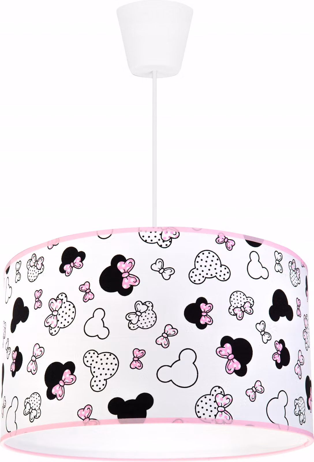 Lampada a sospensione per la stanza dei bambini - Lampada da soffitto - Lampada a sospensione in metallo con paralume - Classica a 1 lampadina da 35 cm, bianca e rosa, Minnie