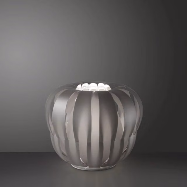 Lampada da Tavolo Iperbriko in Metallo e Vetro Bianco e Silver, H: 23 cm, L: 29 cm, P: 23 cm
