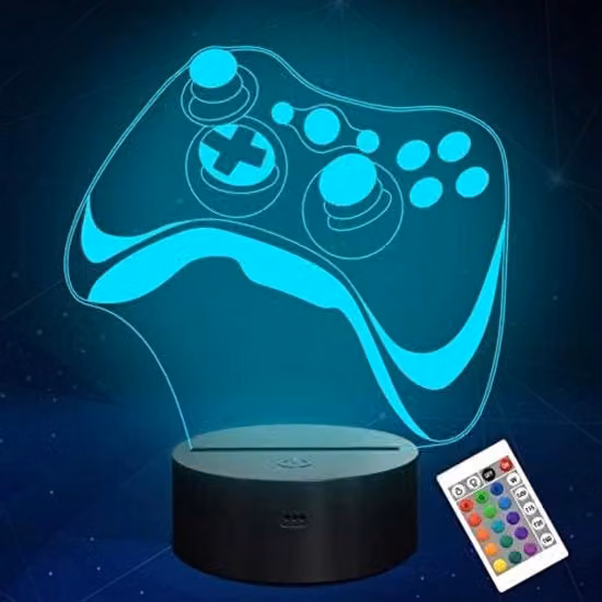 Lampada da notte 3D LED multicolore con telecomando, funzione timer e regolazione luminosità per camera dei bambini