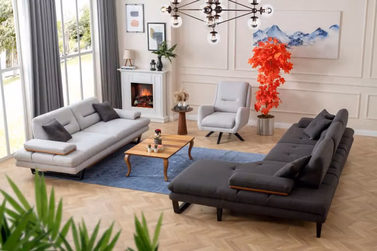 Modern Sofagarnitur 3 + 1 Sitzer und Ecksofa L-Form Designer Möbel