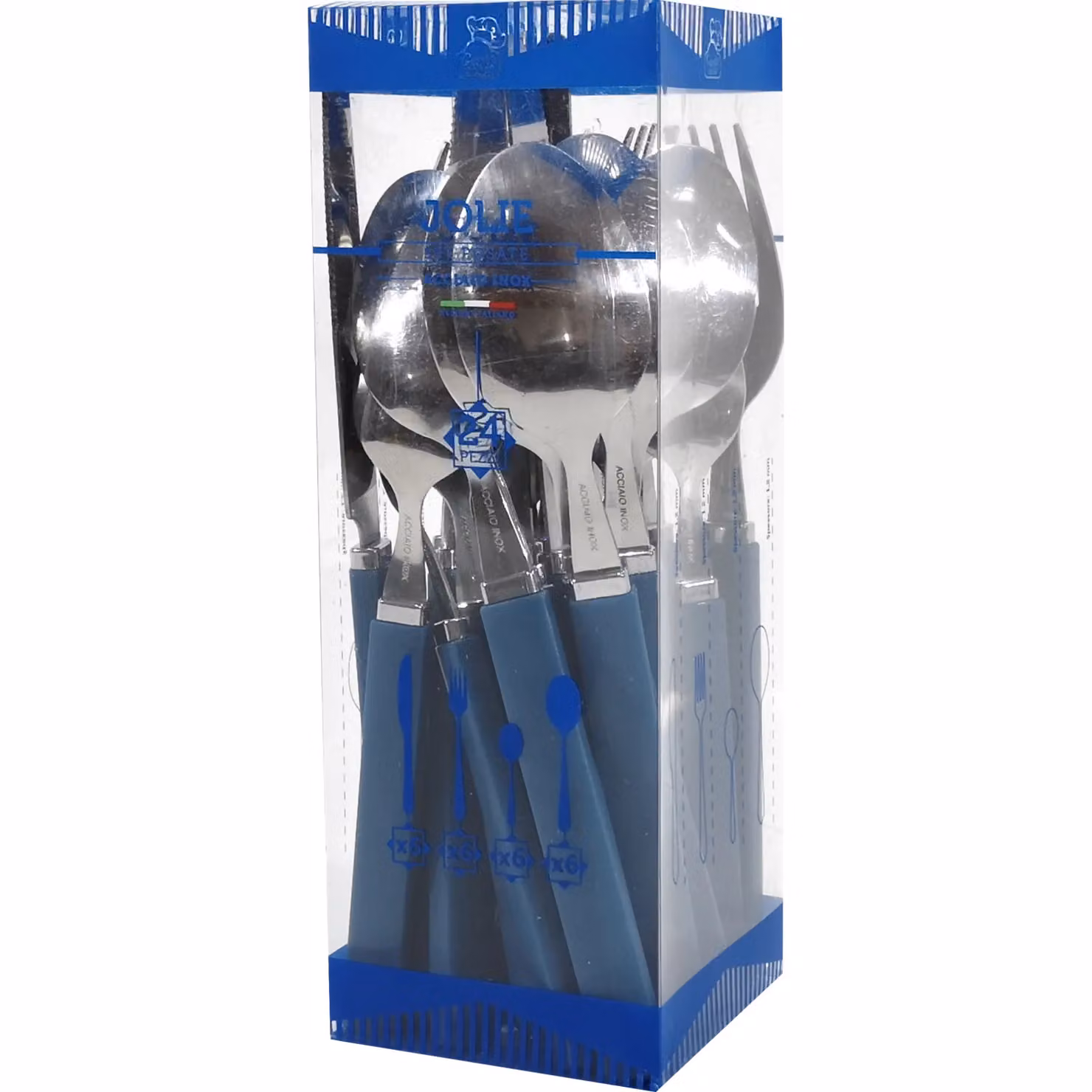 GUSTO CASA Servizio posate Jolie in acciaio inox rivestito blu petrolio, 24 pezzi – 2