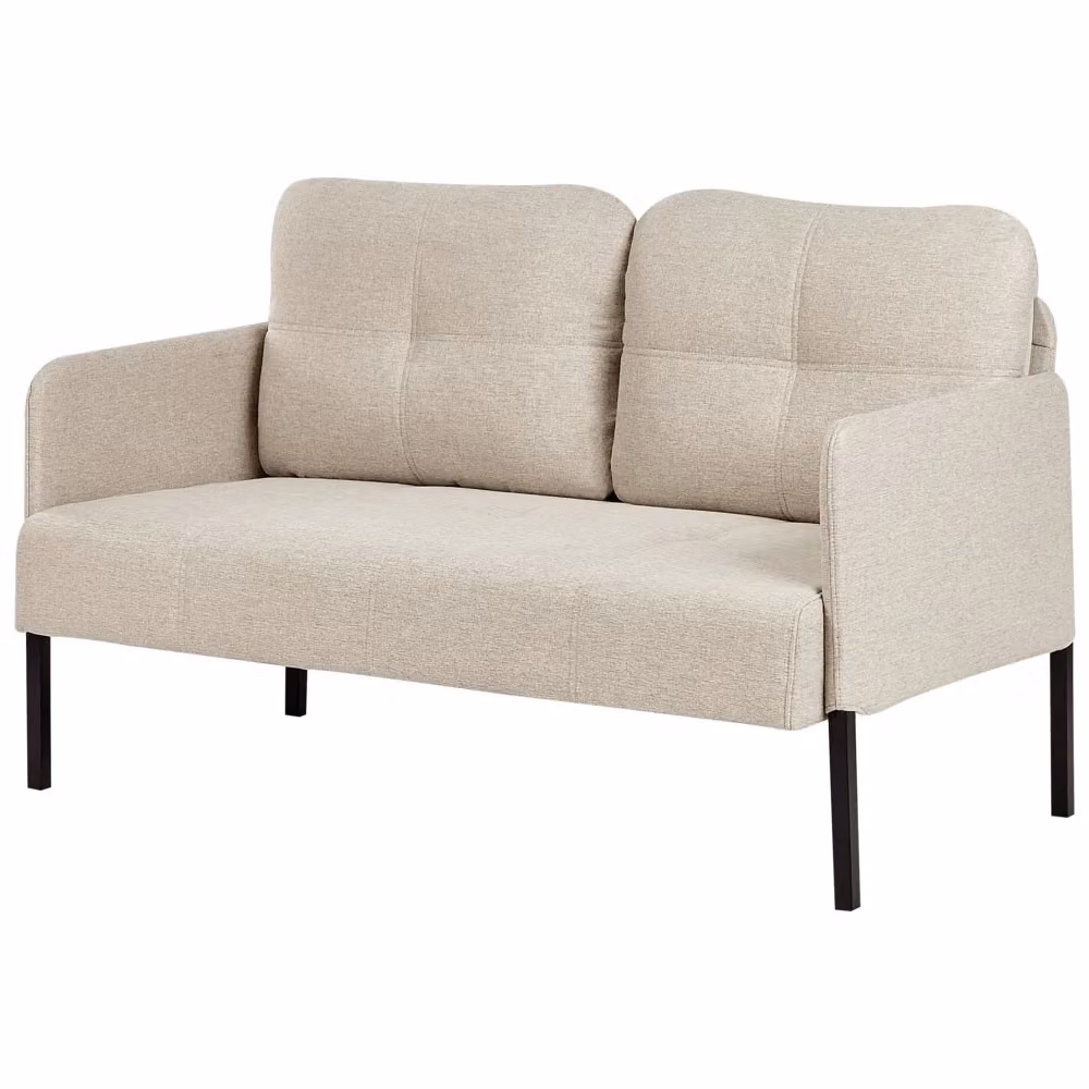 Divano 2 posti BELIANI in tessuto beige con cuscini imbottiti e gambe in metallo stile retrò – 2