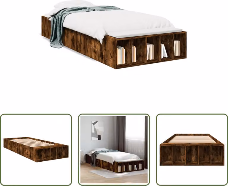 The Living Store struttura letto in rovere fumé 90x200 cm materiale a base di legno