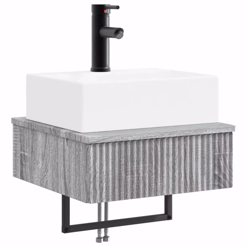 Lavabo da parete Sonoma grigio vidaXL L: 40 cm, P: 41 cm, H: 39 cm – 2