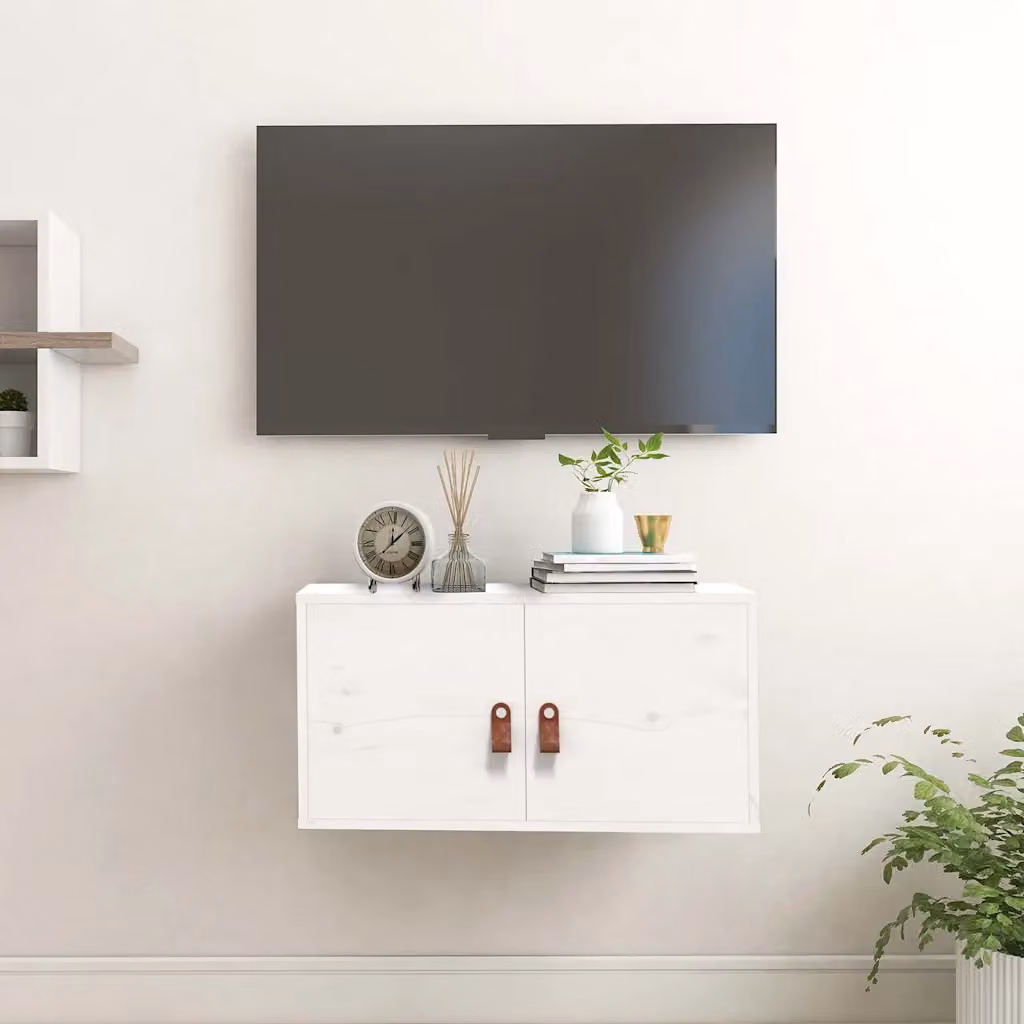 Pensile vidaXL in legno massello di pino bianco stile rustico L: 60 cm, P: 30 cm, H: 30 cm