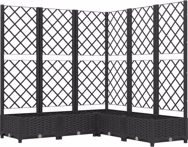 Fioriera con graticcio per piante rampicanti DESIGN IN, colore nero, in plastica, L 120 cm x P 120 cm x H 121,5 cm
