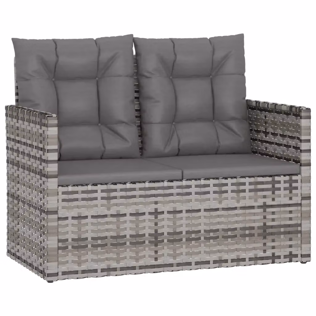 Panca da giardino moderna vidaXL in rattan e metallo con cuscini grigio antracite L: 105 cm – 2