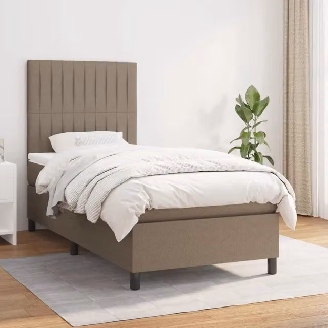 Letto Ibrido con Giroletto a Molle e Materasso vidaXL in Tessuto Beige e Bianco L/P/H: 100 x 200 x 40 cm – 1