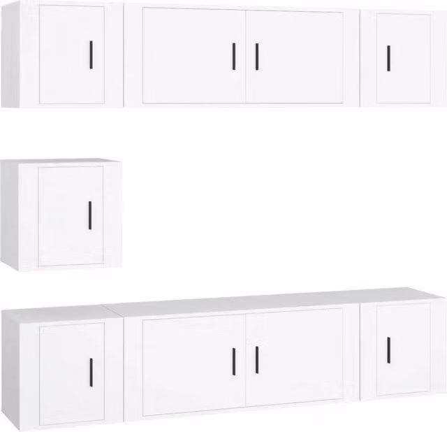 Set di Mobili Porta TV 7 pz | Armadietto TV | Mobile Porta TV Bianco in Legno Multistrato