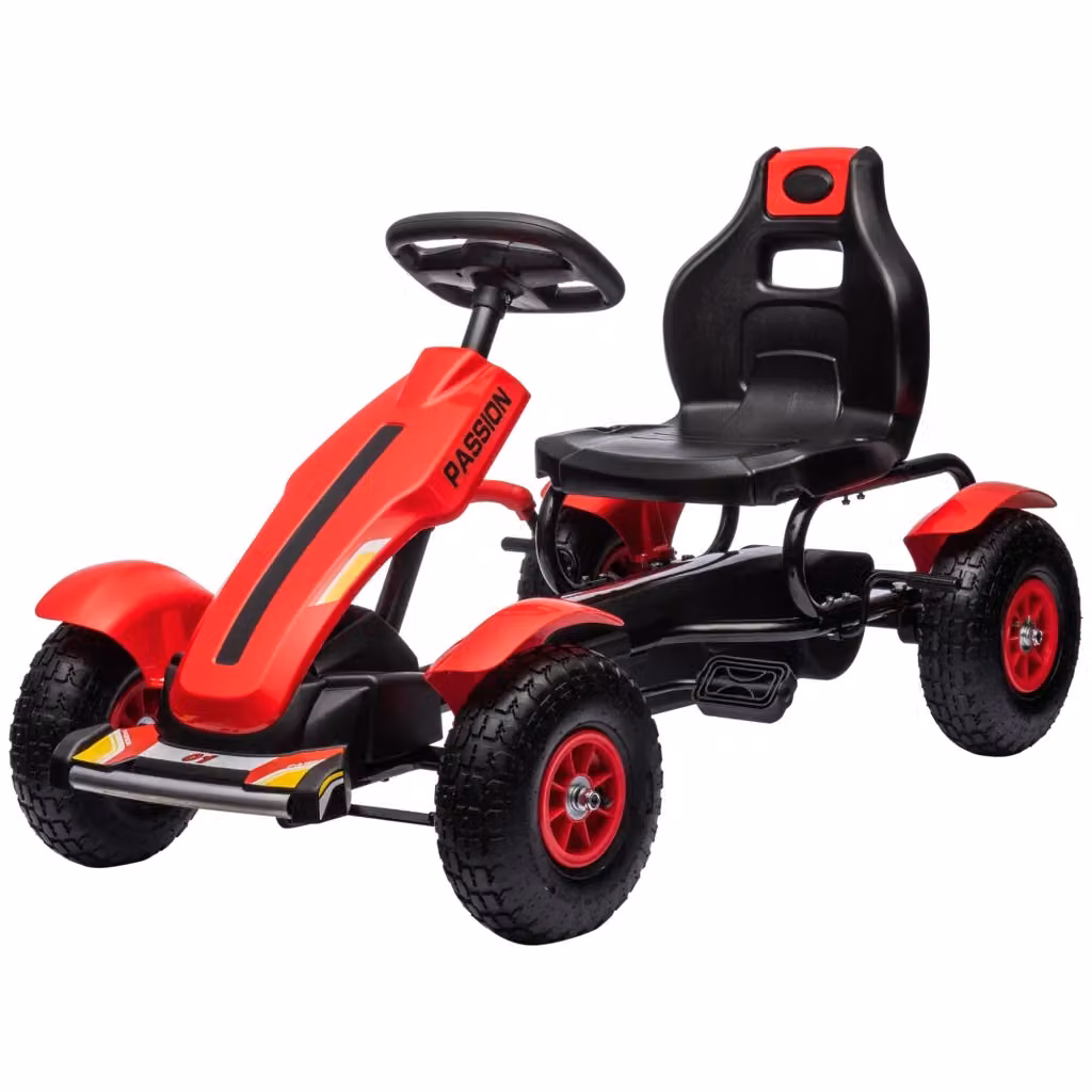 Go Kart a Pedali per Bambini con Sedile Regolabile e Freno a Mano, Rosso, L: 121 cm, P: 58 cm, H: 61 cm – 2