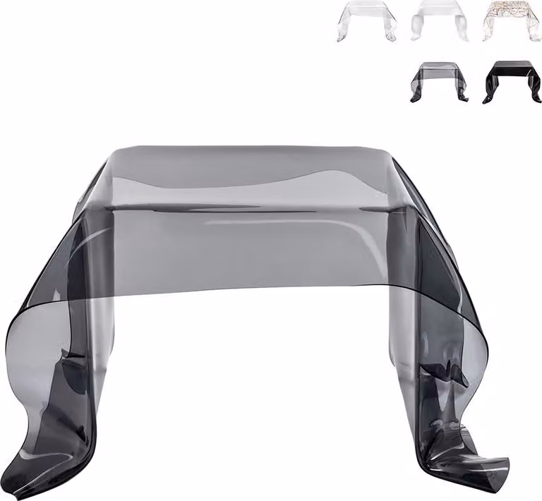 Tavolino da salotto in plexiglas, basso e quadrato, modello Drappeggi - Grigio fumo