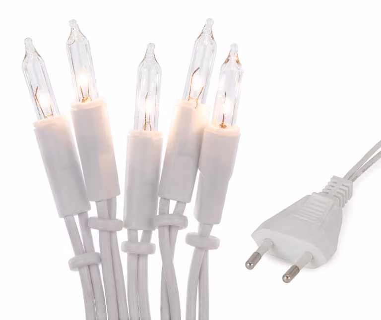 Catena luminosa con 100 lampadine, lunghezza 14,85 metri, mini-catena luminosa da interno con spina