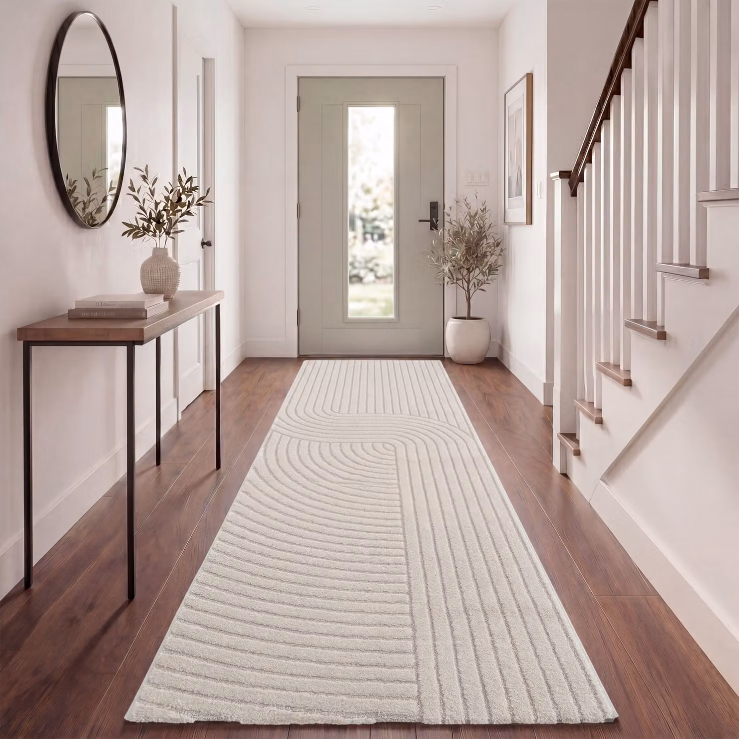 Tappeto moderno Aurora beige con effetto alto-basso, stile scandinavo geometrico, L 80 cm x P 150 cm – 2