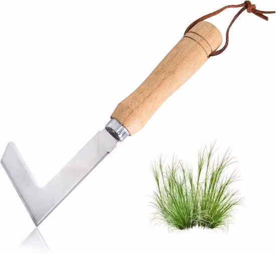 Raschietti manuali per fughe con manico in legno e set di lame in acciaio inossidabile - Strumento per la pulizia del giardino contro le erbacce - Strumento manuale per la rimozione delle erbacce