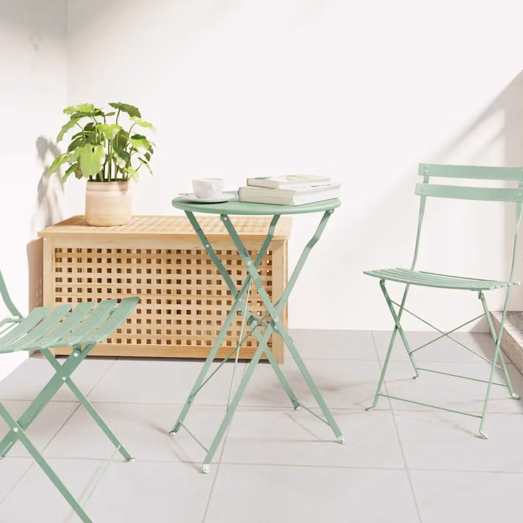 vidaXL Tavolo da bistrot moderno in metallo verde con piano pieghevole, Ø 50 x H 71 cm