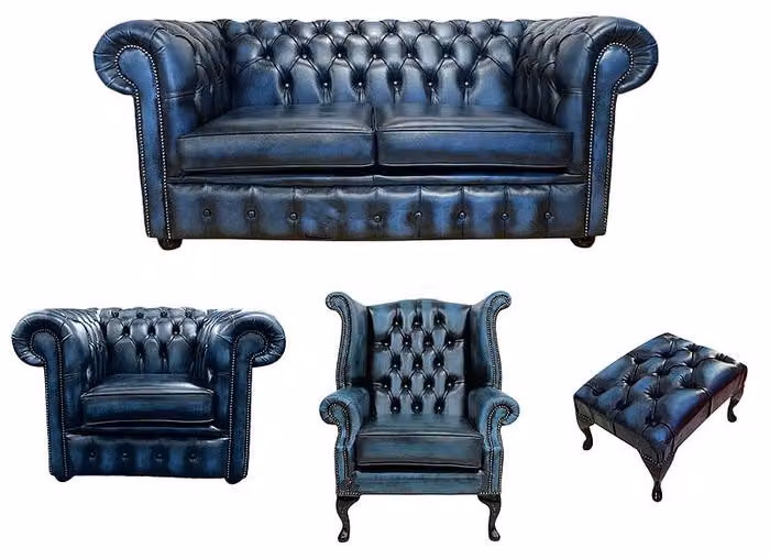 Sofagarnitur Chesterfield Design Set Polster Couch Garnituren Leder Ohrensessel
