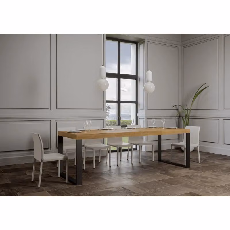 Tavolo allungabile ITAMOBY Tecno Premium in legno Quercia Natura con telaio Antracite L/P: 200/304 x 90 cm – 2