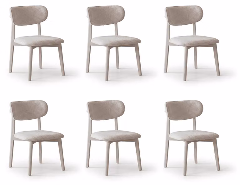 Set di sedie in stile scandinavo, imbottite, beige, in tessuto bouclé, design moderno, ideali per la sala da pranzo