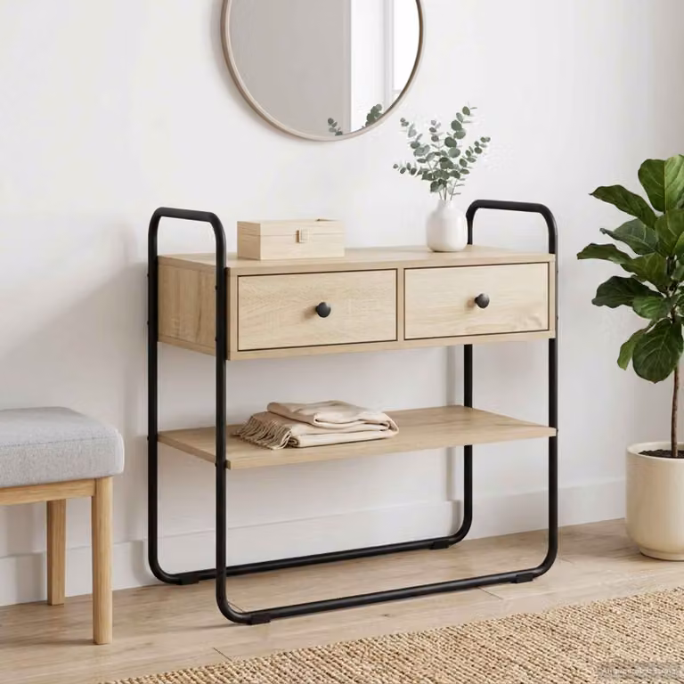 vidaXL Tavolo consolle moderno in rovere color beige e marrone L/P/H: 80 x 40 x 75 cm