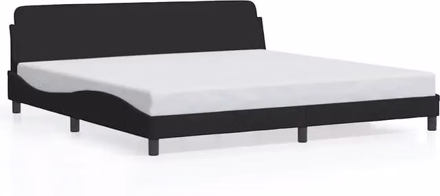 Letto matrimoniale Dover Nero in Velluto con doghe in legno L/P/H: 200 x 200 x 74.5 cm