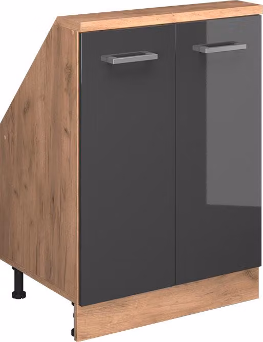 Mobile cucina sottotetto Vicco R-Line Antracite lucido 60 cm con 2 porte, Model 58261