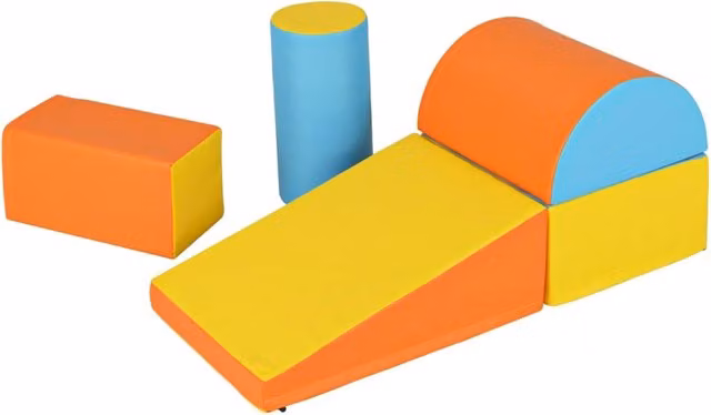 Set di 5 blocchi di costruzione impilabili in schiuma per giocare e arrampicarsi, colore giallo, L 60 cm x P 40 cm x H 20 cm