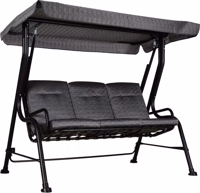 Dondolo da Giardino 3 Posti ¨C Xylo ¨C Tettoia Regolabile Textilene Grigio 200x120x170cm