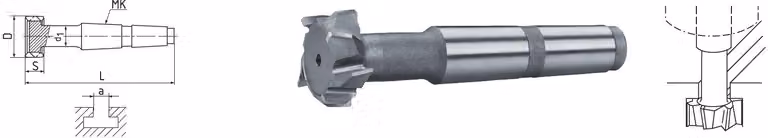 Fresa per cave a T in HSS con cono morse DIN 851