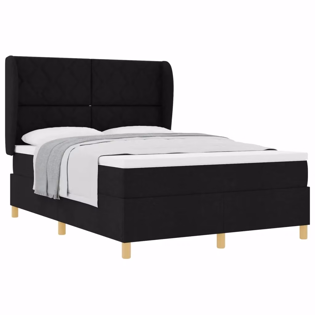 Letto ibrido con testiera vidaXL in tessuto nero L 140 x P 200 cm – 2