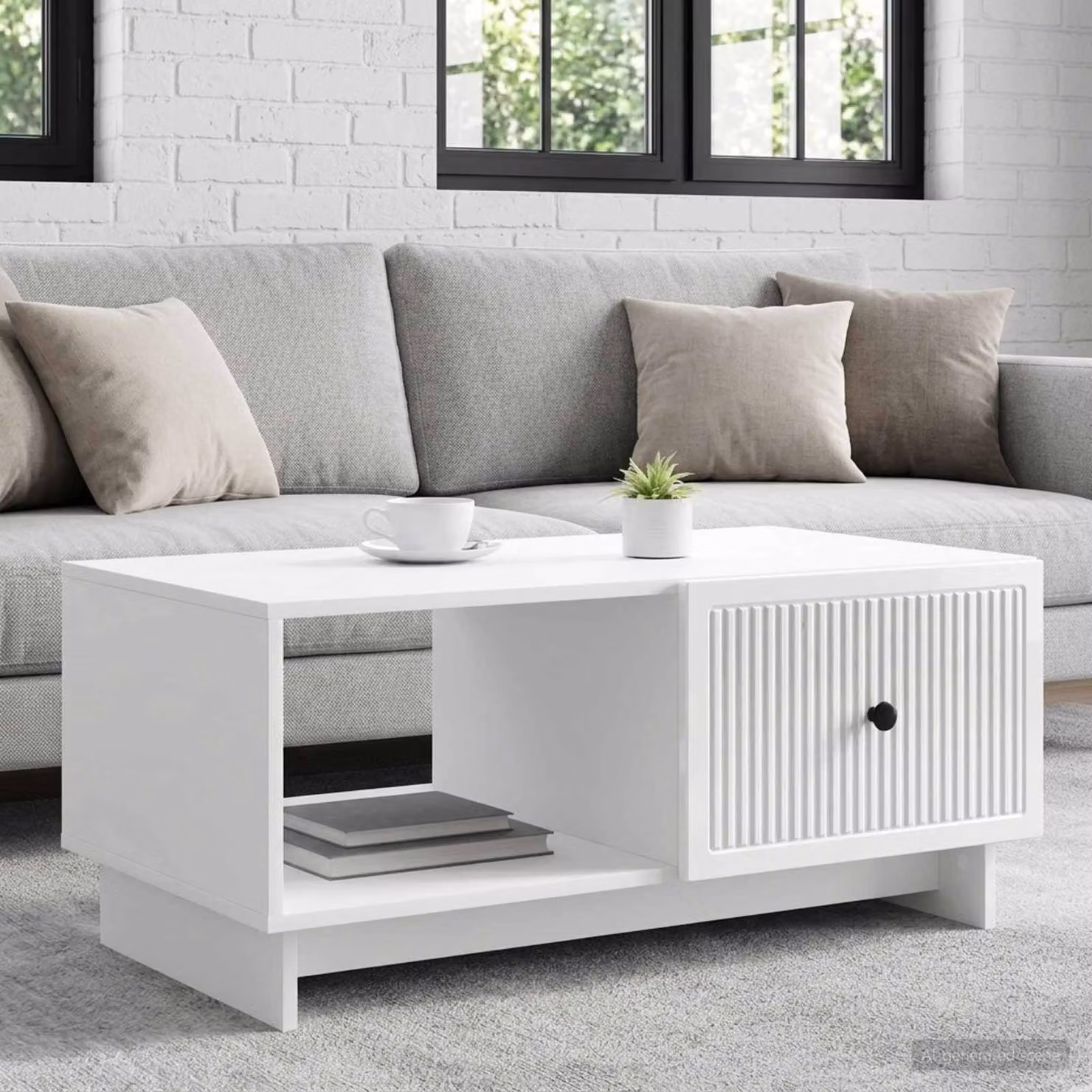 vidaXL Tavolino da salotto rettangolare Bianco Lucido L: 90 cm, P: 50 cm, H: 40 cm