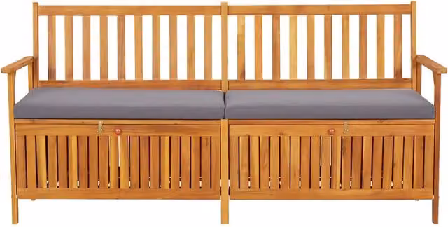 CassaPanca da Giardino | Panchina con Cuscino 170 cm in Legno Massello di Acacia