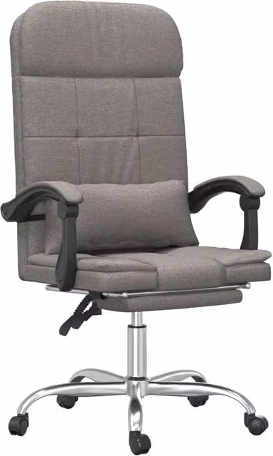 Sedia da Gaming e Ufficio Design In Beige e Grigio in Tessuto con Poggiatesta e Ruote – 1