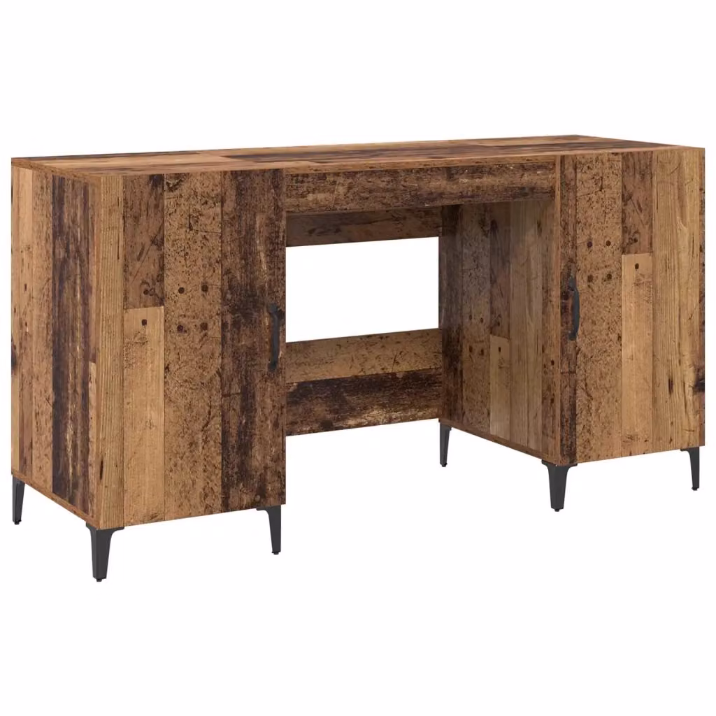 Scrivania da ufficio vidaXL in legno e metallo marrone, stile minimalista, L/P/H: 140 x 50 x 75 cm – 2