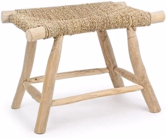 Sgabello Belinda GIORDANOSHOP in legno di teak marrone L: 60 cm, P: 38 cm, H: 45 cm