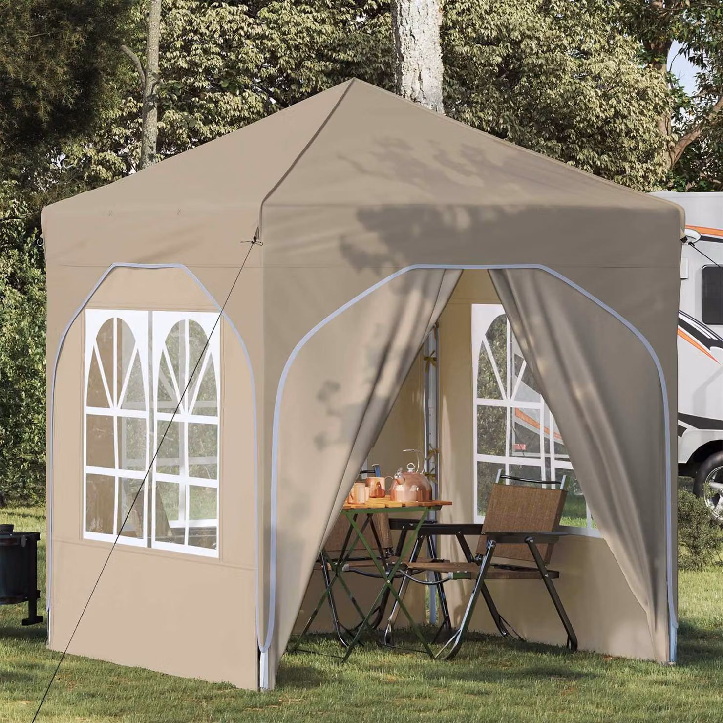 Tenda per feste a pop-up vidaXL beige L/P/H: 192 x 192 x 245 cm